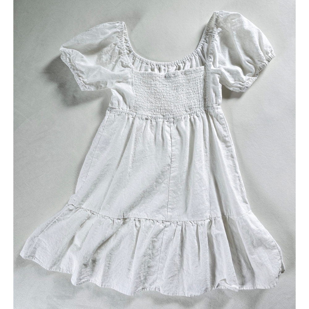Love Tree▪️Puff Sleeve White Linen Blend Mini Dress NWOT - Picture 2 of 5